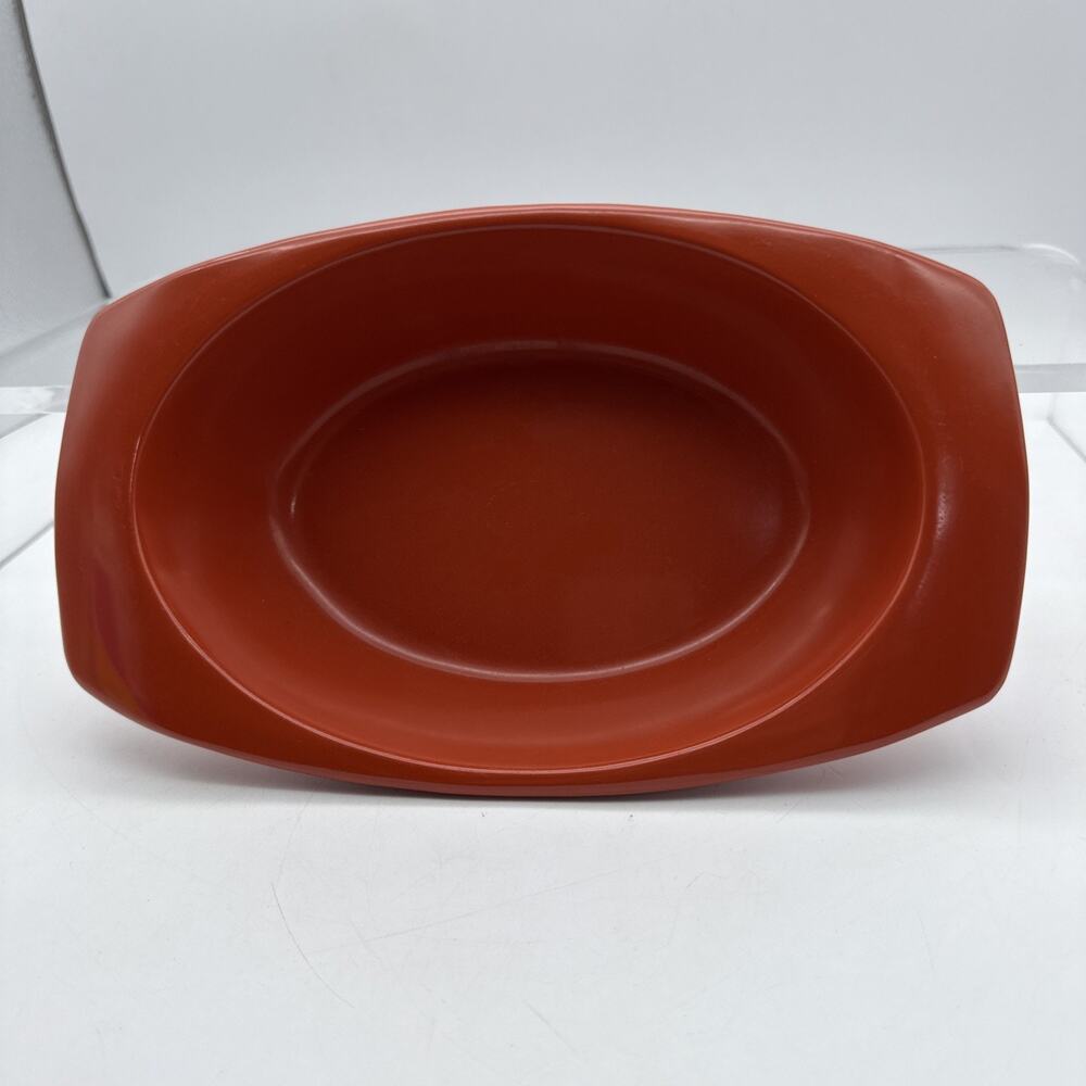 Prolon Vintage Melamine Burnt Orange Oval Serving Bowls 11"x 7" Florence Mass
